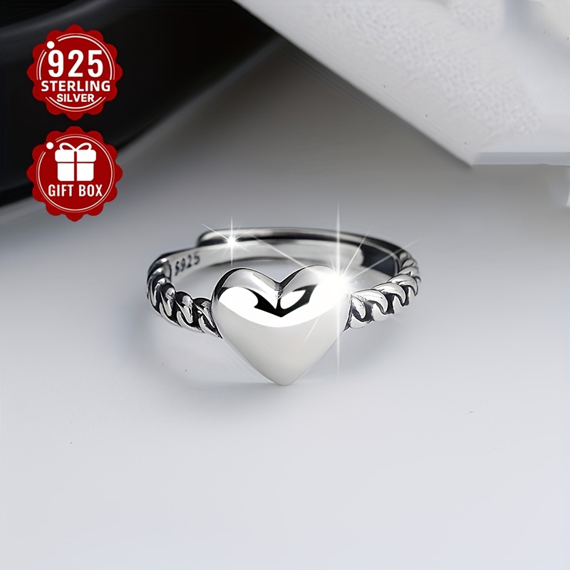 Vana Heart Shaped 925 Silver Twist Ring